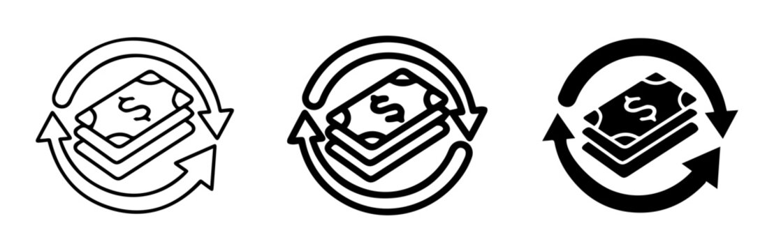 Money Exchange Icons, Cash Flow Symbols, Financial Cycle Graphics, Currency Exchange Vector Set