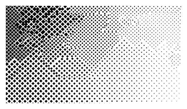 Halftone diamond pattern fading from dense geometric grid to sparse dots