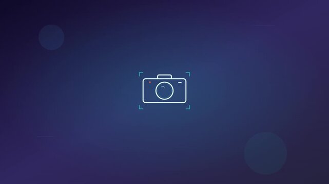 Camera Photography Icon with Flashing Lens Focus Frames