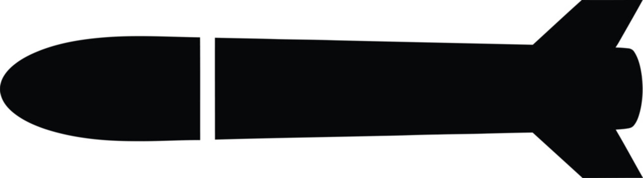 Silhouette vector of a military guided missile for defense design