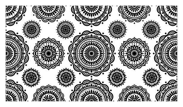 mandala ornaments pattern with circular floral designs in ethnic boho style