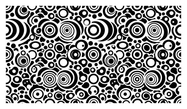 Concentric circles pattern with psychedelic retro target rings and organic shapes
