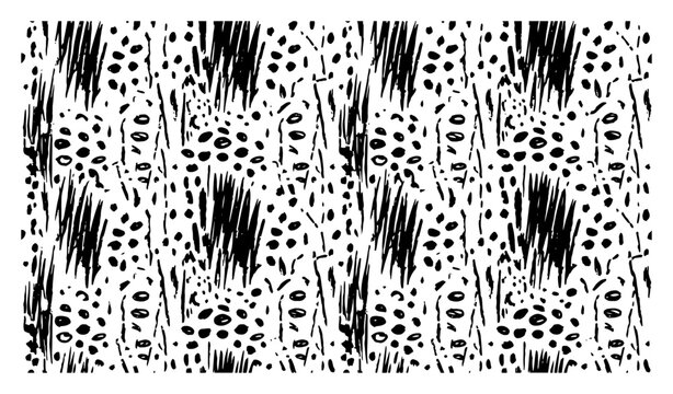 Animal spots pattern with vertical scratchy brush strokes in grunge style