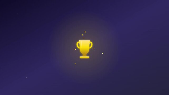 clapping trophy success icon with gold confetti bursts