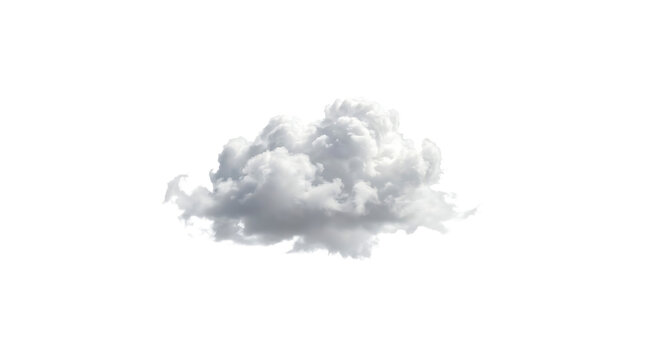Single fluffy white cloud isolated on transparent background