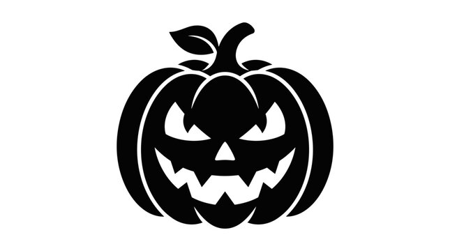 Black silhouette of a carved Jack-o-lantern with an evil face