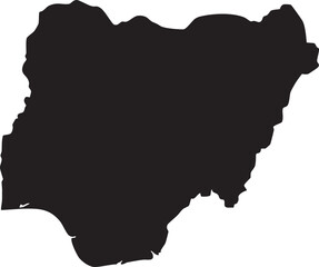 Obraz premium Black silhouette map of Nigeria a solid vector illustration for geography travel and educational designs isolated on white background