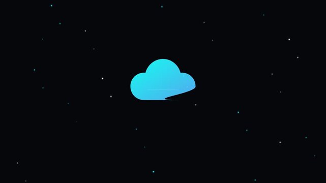 cloud computing data icon with drifting pixel nodes