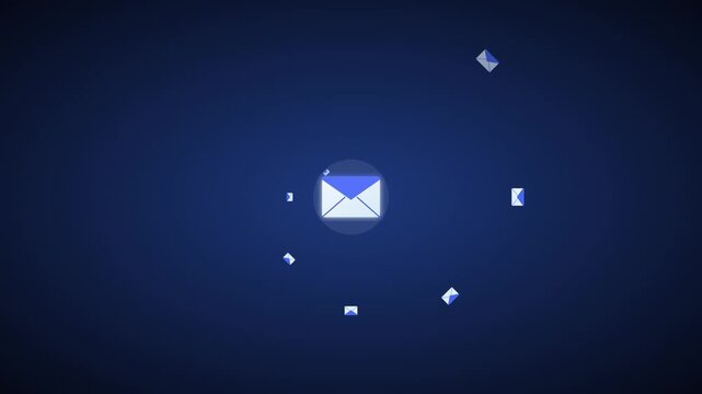 cobalt email icon with flying digital message envelopes