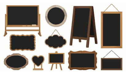 Assorted wooden framed chalkboards for education decoration and presentation vector set © Mst Jui