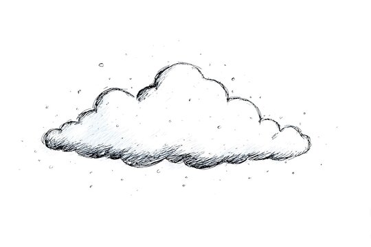 Hand-drawn artistic cloud sketch with simple details on white background