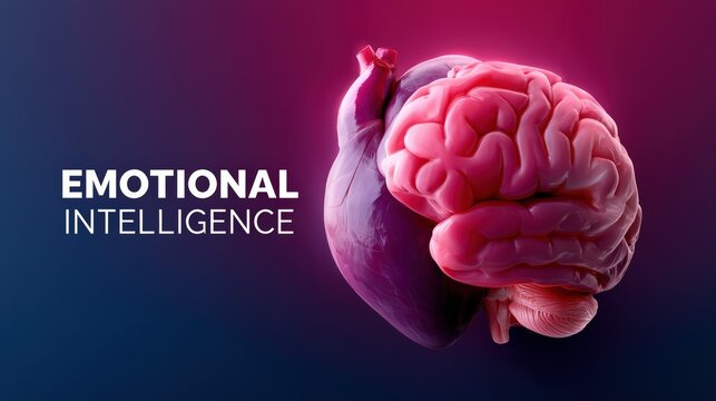 Emotional Intelligence Concept with Human Brain and Heart Illustration