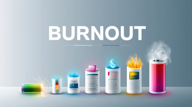 Professional Burnout Concept Depicting Drained Battery Levels