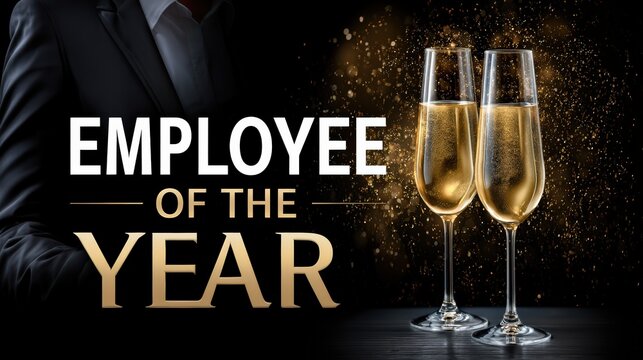 Employee of the Year Recognition with Champagne and Business Person