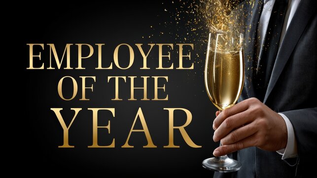 Recognizing Employee of the Year Achievement with Champagne Toast