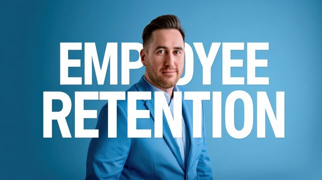 Smiling Man Representing Employee Retention Strategy on Blue