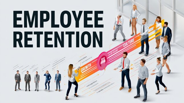 Employee Retention Concept with Engaged Workforce and Growth Strategy