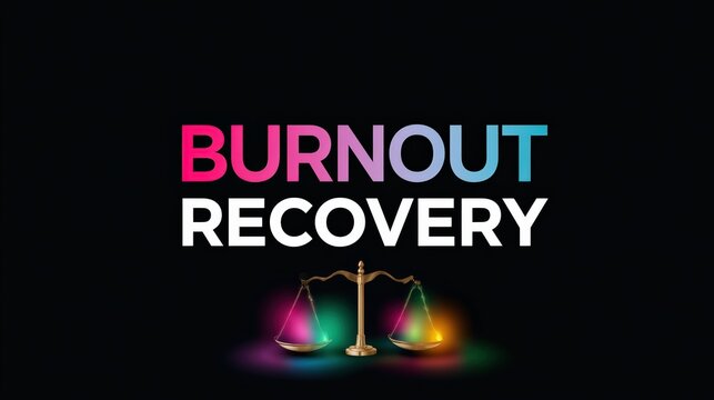 Burnout Recovery Concept with Text and Balancing Scales