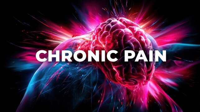 Chronic Pain Concept with Glowing Human Brain and Abstract Light