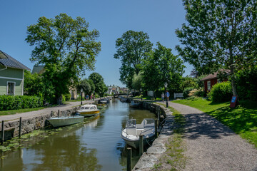 Fototapeta premium Scenic and idyllic town of Trosa in Sweden at summer