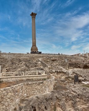 A view of the Pompey's Pillar in Alexandria, Egypt.