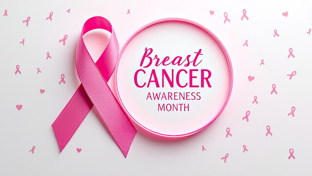 Breast cancer awareness month pink ribbon isolated on transparent background