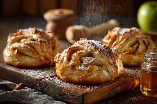 Cozy Autumn Dessert: Apple Dumplings Drizzled with Warm Honey Syrup