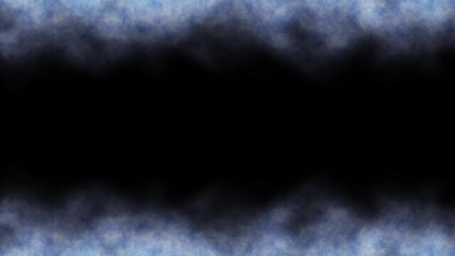 Blue frost frame overlay seamless loop animation with top and bottom ice frame motion on black background. 4K animated frost frame overlay for ice border, winter placeholder, and motion graphics.
