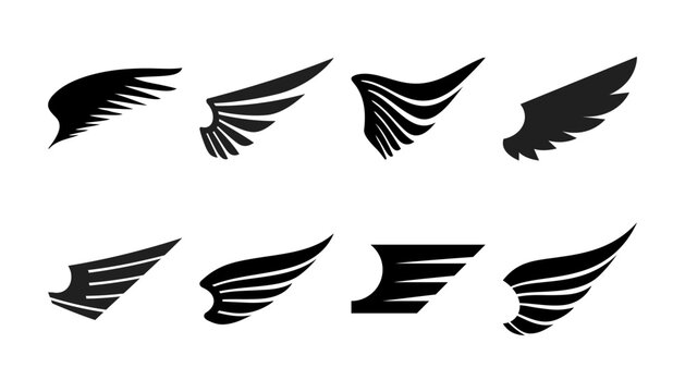 Wing icons collection representing flight, freedom, and aviation symbols