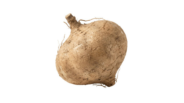 Fresh Whole Jicama Isolated on White Background Mexican Turnip Yam Bean Root Raw Healthy Vegetable Ingredient