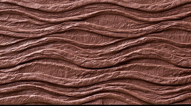 Brown faux leather with wavy, creased textures sits on a PVC backing.