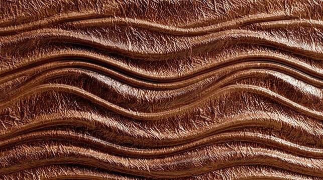 Brown faux leather with wavy, creased textures sits on a PVC backing.