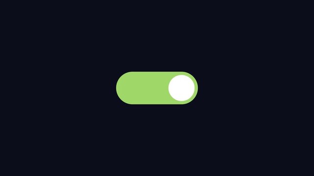 Minimalist ui toggle switch animation turning on, digital interface button interaction 4k