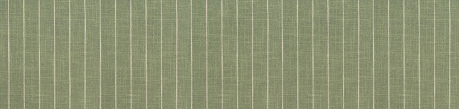 Sage green linen textile surface accented with delicate white vertical pinstripes.