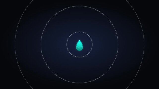 dripping water drop icon with concentric liquid ripples
