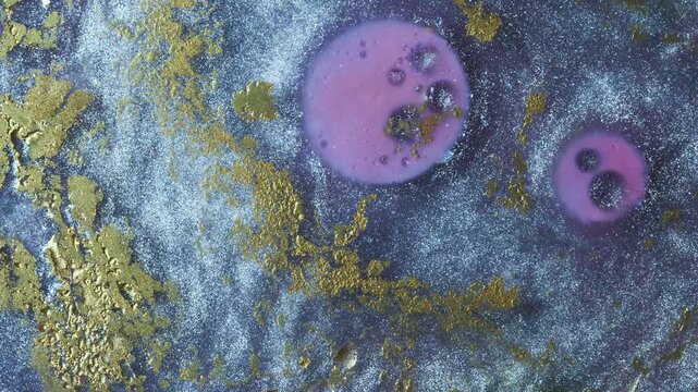 4K Purple Metallic Liquid Abstract Background Animation. Fluid Art with Alcohol Ink and Glitter Texture.