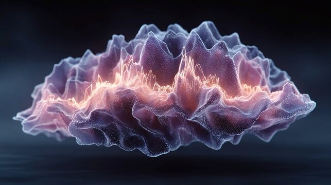Brainwave mapping visualization showing neural activity patterns, EEG data illustration, cognitive analysis, mental state visualization, and abstract neuroscience illustration