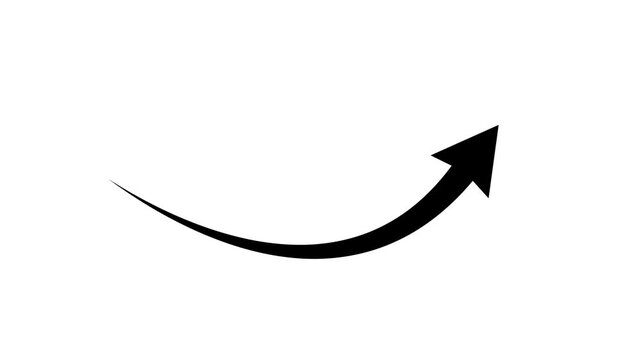 black curve arrow icon on transparent background. flat style. arrow icon for your web site design, logo, app, UI. arrow indicated the direction symbol. curved arrow sign. 4k video.