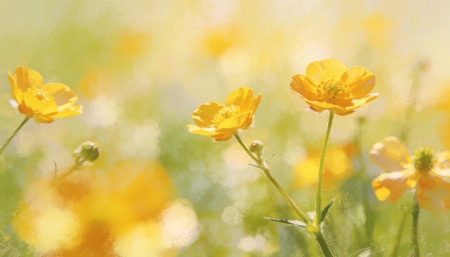 Abstract blurred floral background with soft focus flower silhouettes and elegant pastel gradient copy space