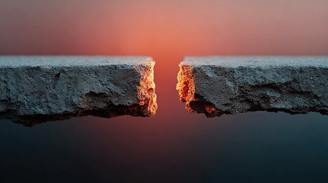 Bridge gap isolated on clean background representing challenge and transition concept, incomplete connection symbolizing obstacle, difficulty, risk and effort needed to overcome distance