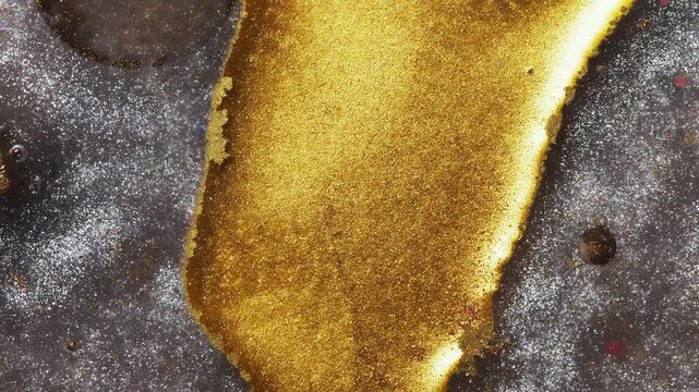 4K Gold Liquid Abstract Background Animation. Fluid Art with Glitter and Metallic Ink Texture. Luxury Flow.