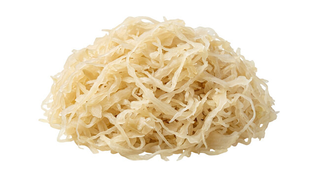 Organic Homemade Sauerkraut Fermented Cabbage Salad Shredded and Piled Up Isolated on White Background Healthy Meal