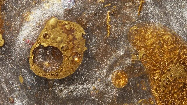 4K Gold Liquid Abstract Background Animation. Fluid Art with Glitter and Metallic Ink Texture. Luxury Flow.