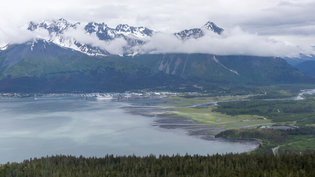 An aerial view of Seward, Alaska
