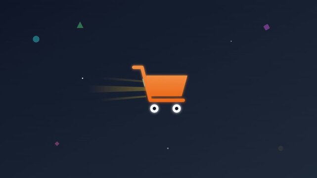 dynamic shopping cart icon on vibrant ecommerce background
