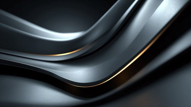Dark abstract black background with soft curves and light reflections, modern design for luxury branding, product display, and creative advertising visuals