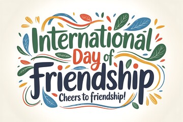 Naklejka premium International day of friendship typography with floral elements