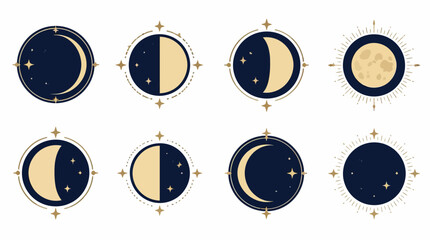 Lunar cycle phases shown in dark blue circular frames. © budionohadi