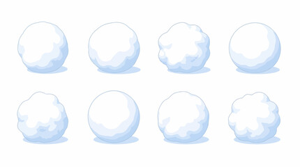 Set of realistic white snowballs on white background. © budionohadi