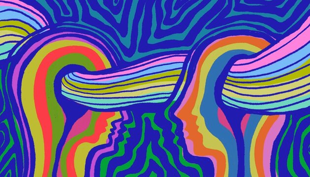 Illustrazione concettuale di connessione mentale e scambio di idee